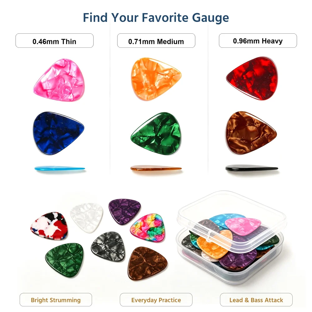 Olen Guitar Picks Variety Pack, 21 Celluloid Picks in 3 Gauges — view 2