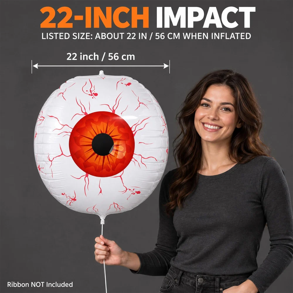 Olen Halloween Eyeball Balloon, 22 in Foil Bloodshot Eye, 1 Count — view 5