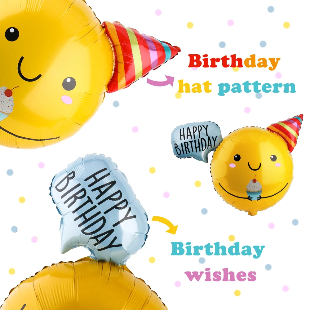 Olen Happy Birthday Smiley Balloon, 30 x 24 in Yellow Foil — view 2