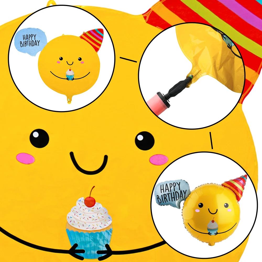 Olen Happy Birthday Smiley Balloon, 30 x 24 in Yellow Foil — view 3