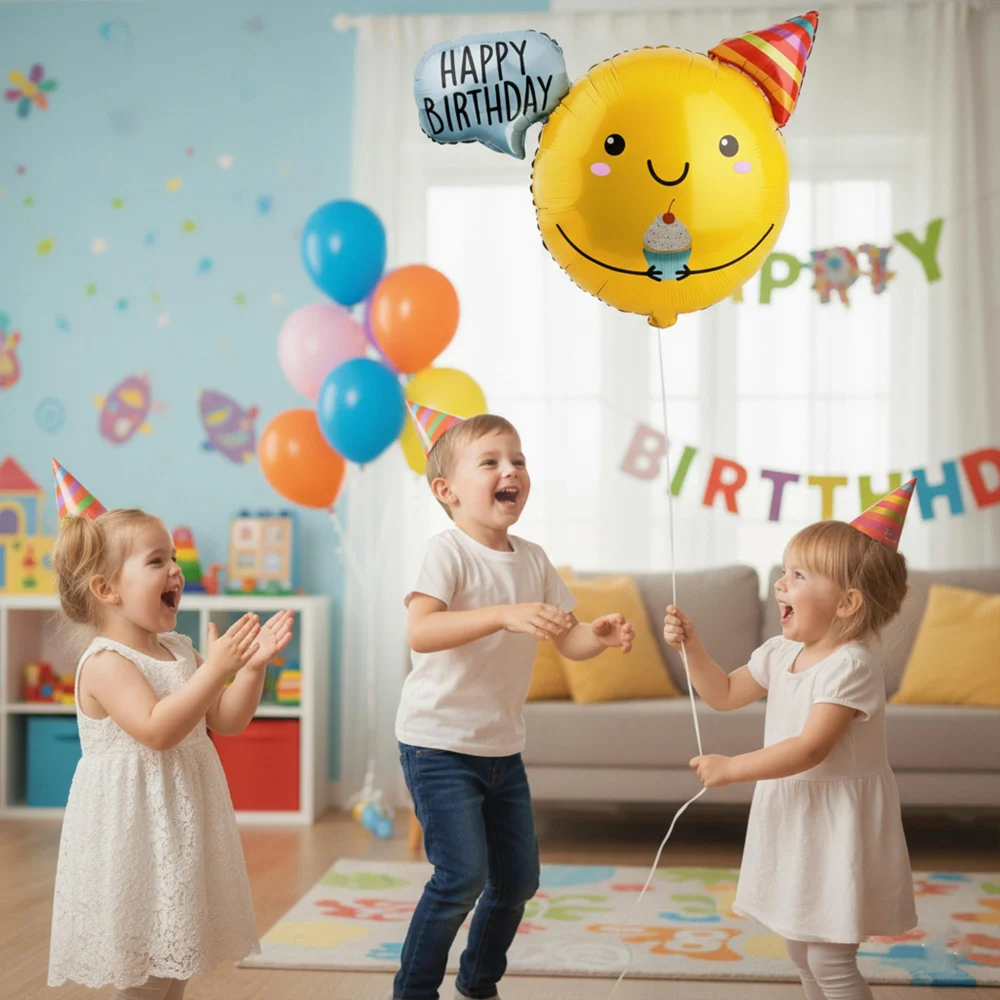 Olen Happy Birthday Smiley Balloon, 30 x 24 in Yellow Foil — view 4