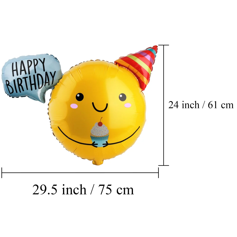 Olen Happy Birthday Smiley Balloon, 30 x 24 in Yellow Foil — view 5
