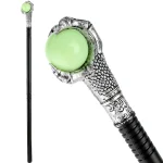 Olen kids wizard staff, assembled, with black shaft and green orb head