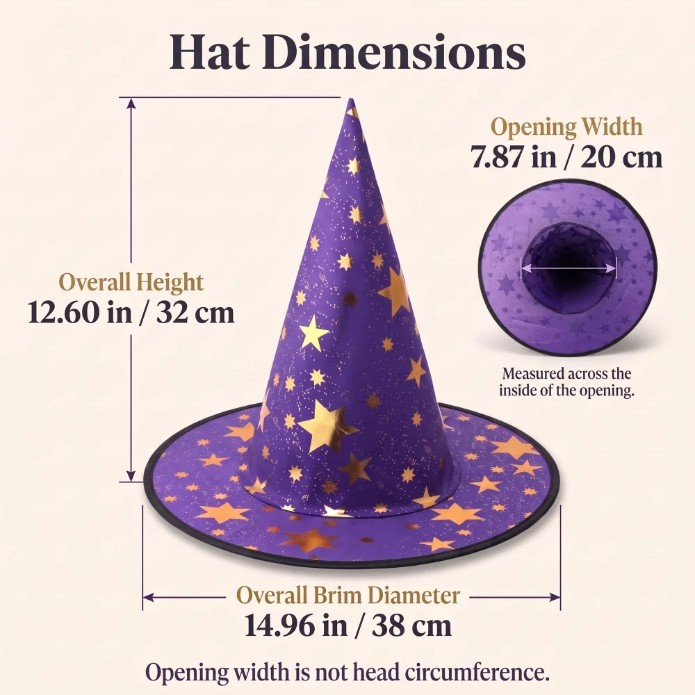 Olen Purple Witch Hat with Gold Stars for Women, One Size — view 4