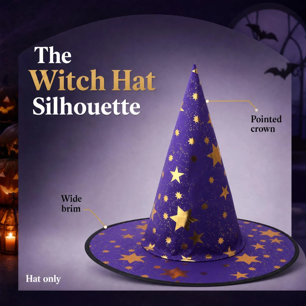 Olen Purple Witch Hat with Gold Stars for Women, One Size — view 6