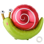 Olen 30 inch snail foil balloon with pink shell, green body and cartoon eyes