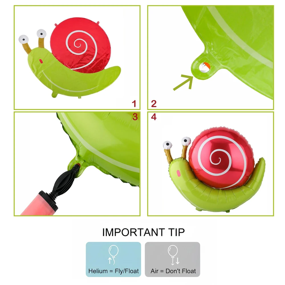 Olen Snail Foil Balloon, 30 x 20 in, With 32.8 ft Ribbon — view 7