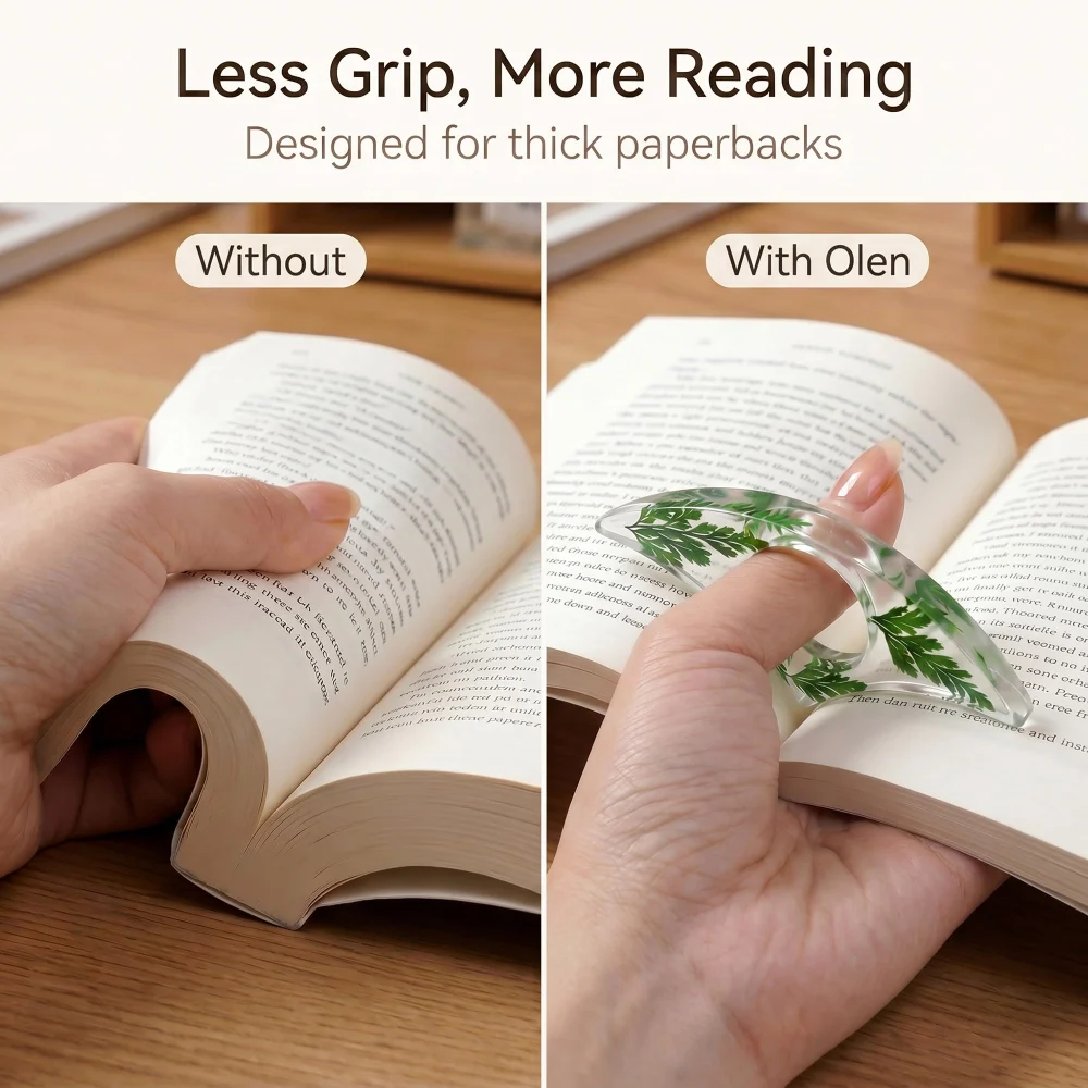 Olen Thumb Page Holder, Green Leaf Resin Book Opener — view 5