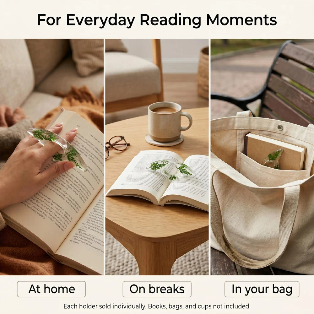 Olen Thumb Page Holder, Green Leaf Resin Book Opener — view 6
