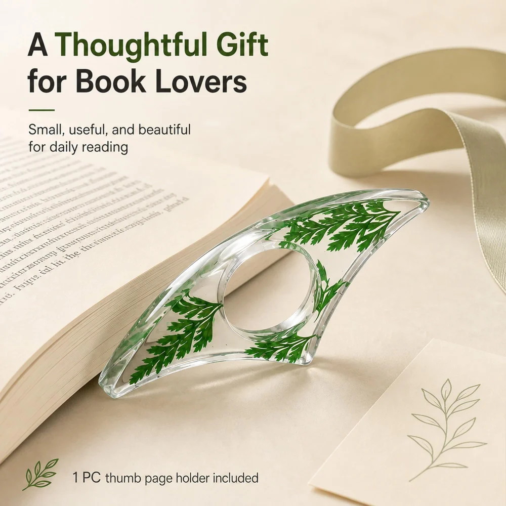 Olen Thumb Page Holder, Green Leaf Resin Book Opener — view 7