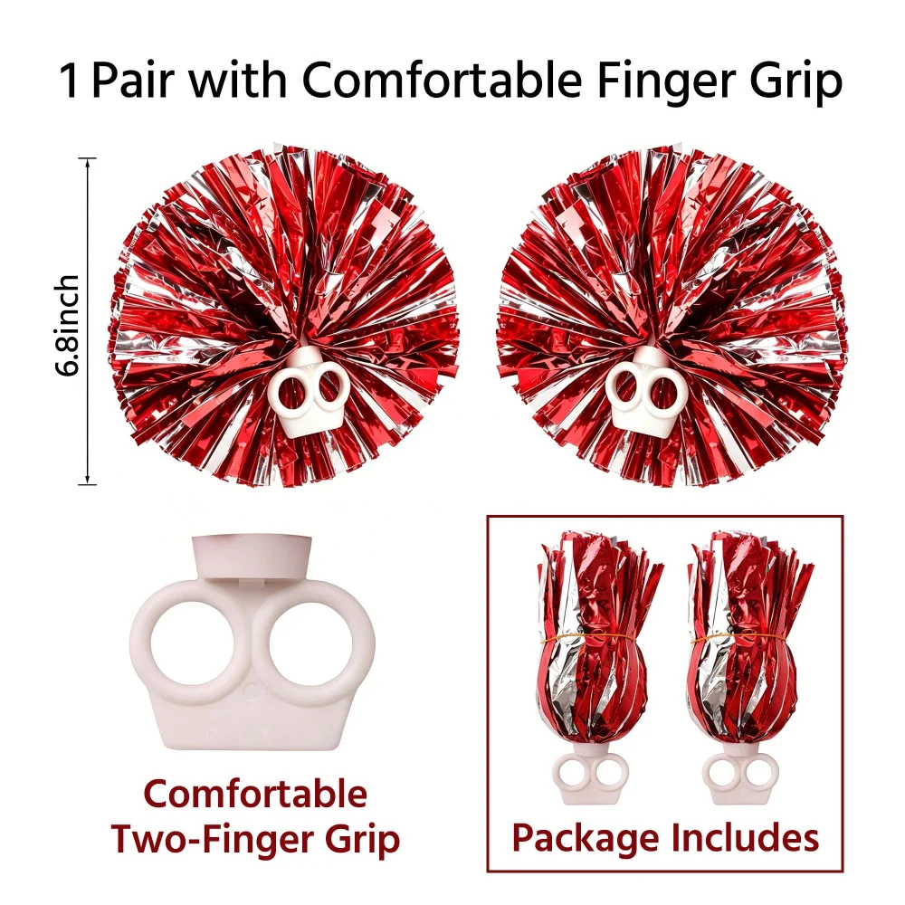 Regpre Pom Poms Cheerleading Red Silver 2 Pack — view 4
