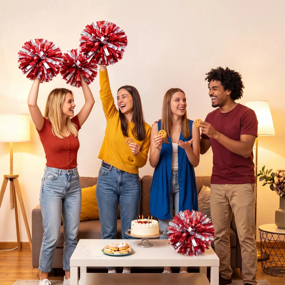 Regpre Pom Poms Cheerleading Red Silver 2 Pack — view 5
