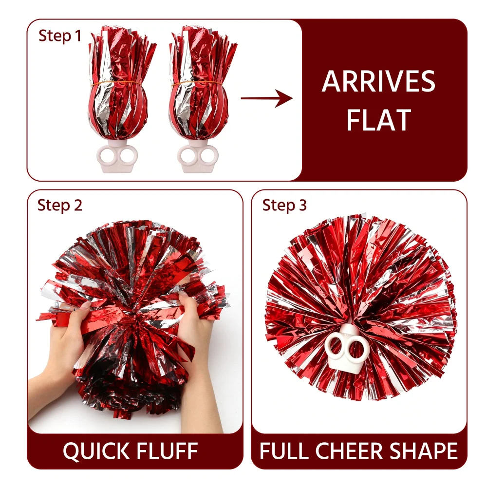 Regpre Pom Poms Cheerleading Red Silver 2 Pack — view 7