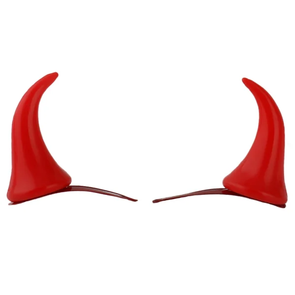 Regpre red devil horn hair clips, 1 pair of curved horns