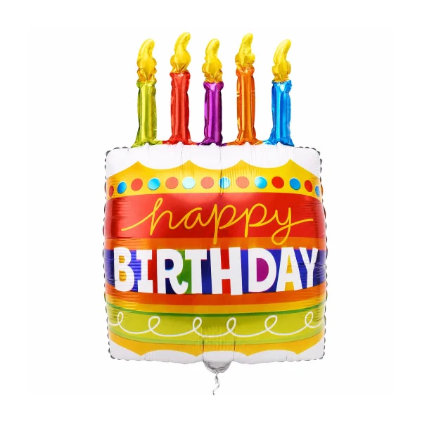 Vesil birthday cake foil balloon shaped like a cake with candles