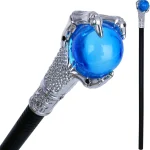 Vesil blue orb wizard staff with silver-color dragon claw and black shaft