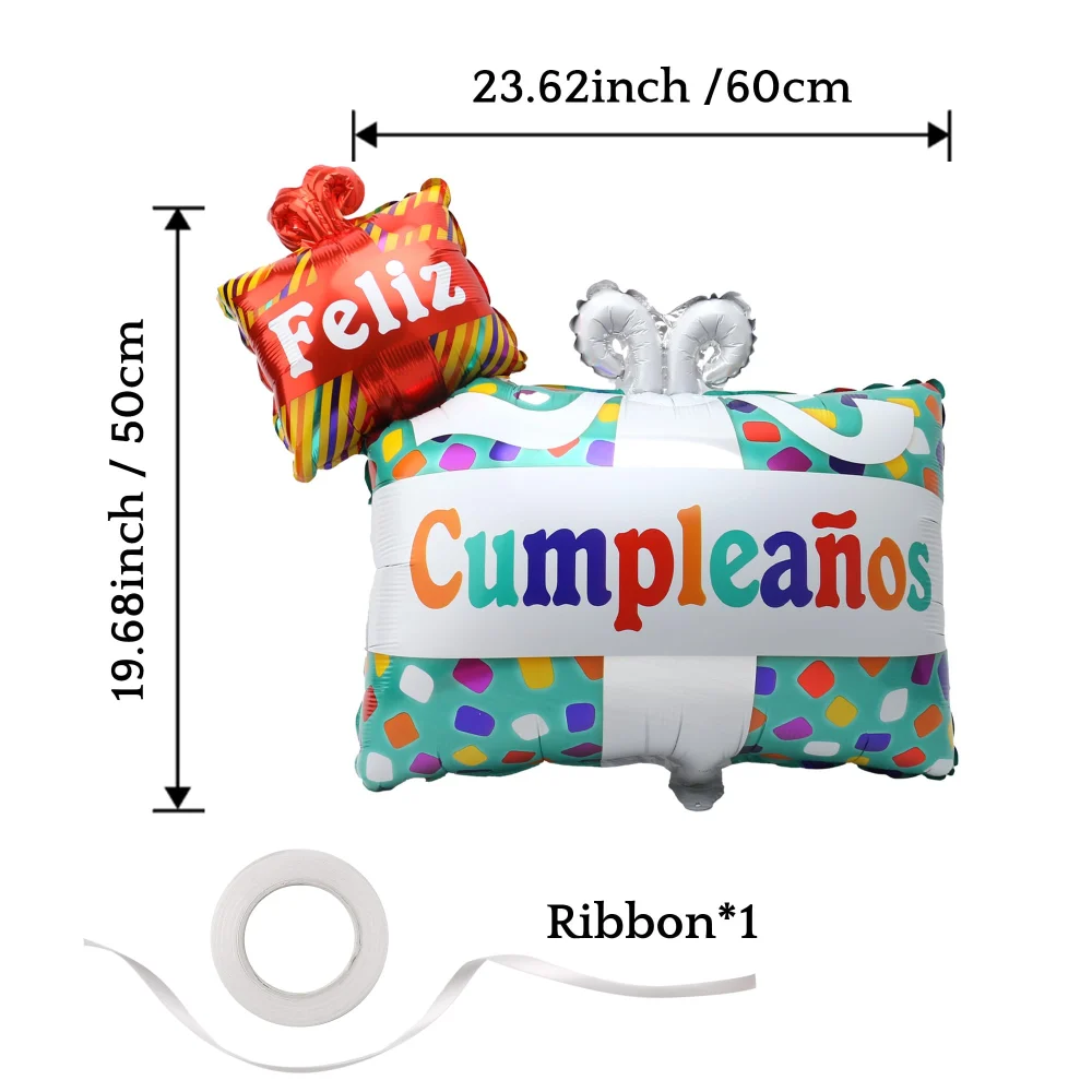 Vesil Feliz Cumpleaños Balloon, 24 x 20 in Foil Gift Box Shape — view 4
