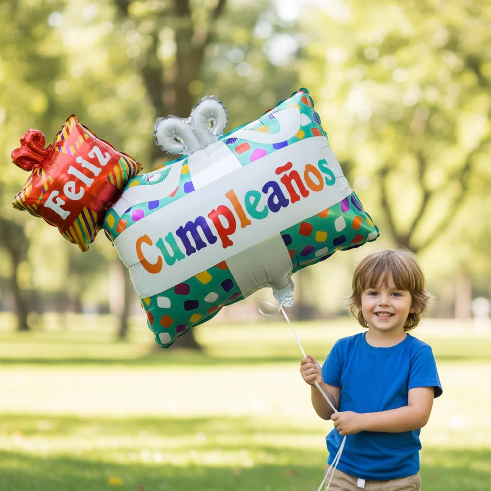 Vesil Feliz Cumpleaños Balloon, 24 x 20 in Foil Gift Box Shape — view 7