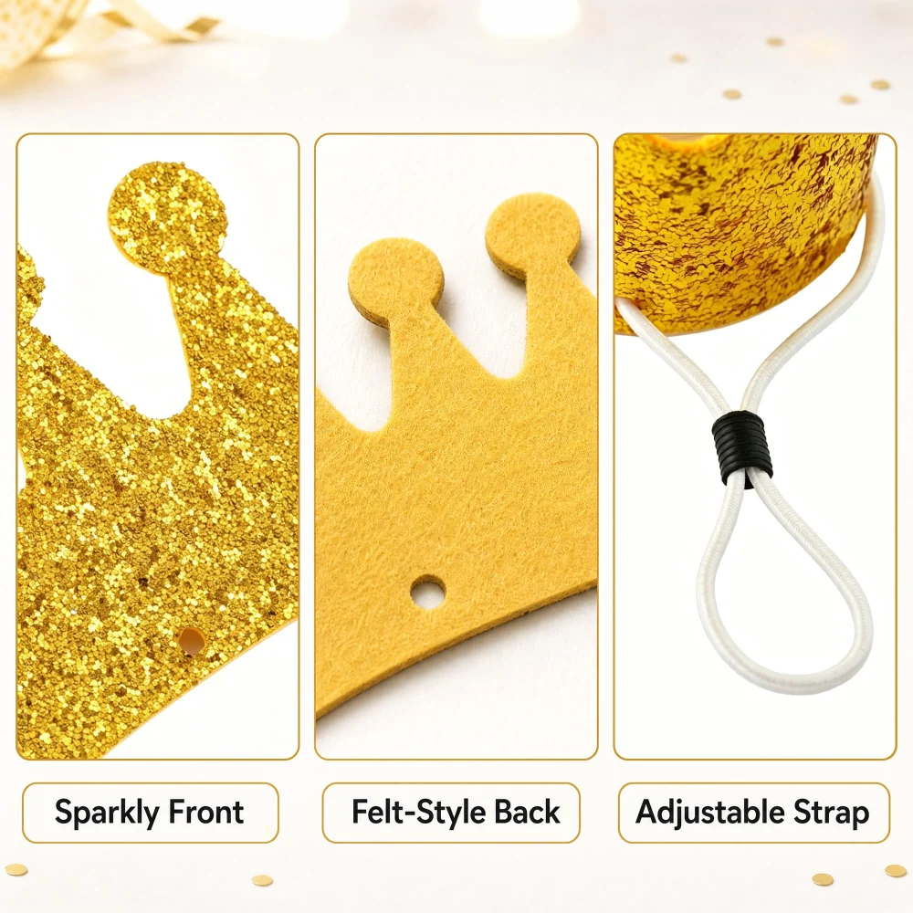 Vesil Gold Dog Birthday Crown, Adjustable Mini Pet Crown — view 5