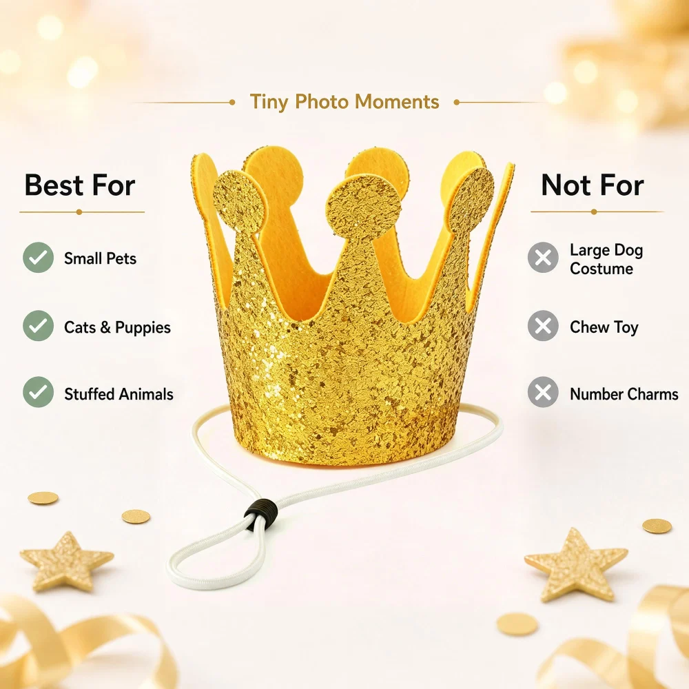 Vesil Gold Dog Birthday Crown, Adjustable Mini Pet Crown — view 7