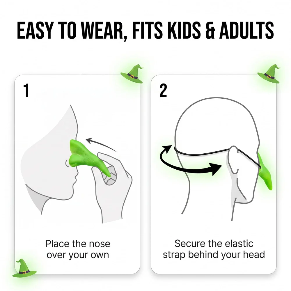 Vesil Green Witch Nose with Wart, Latex, No-Glue Strap — view 6