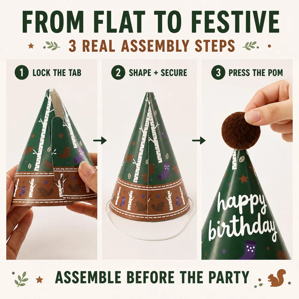 Vesil Mini Party Hats for Kids, 12 DIY Beaver Paper Hats — view 4