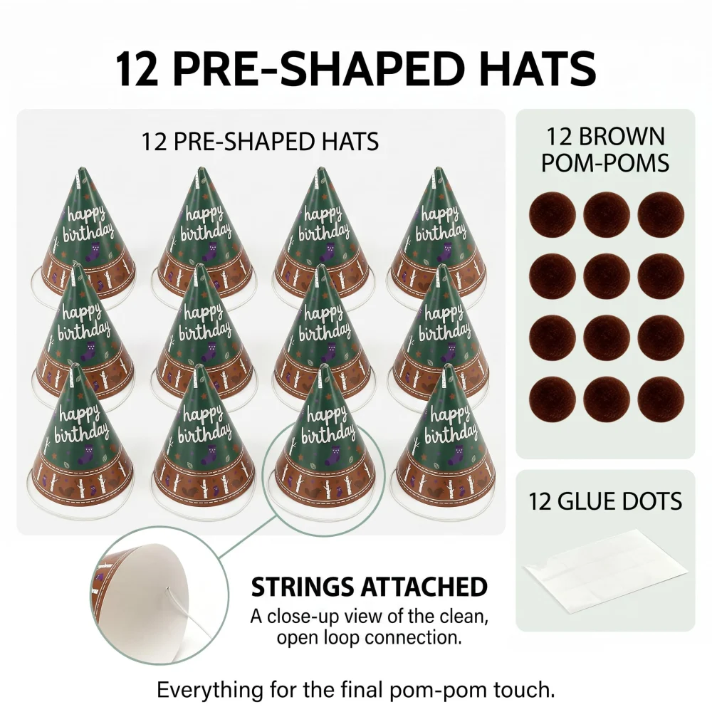 Vesil Mini Party Hats for Stuffed Animals, 12 Pre-Assembled — view 3