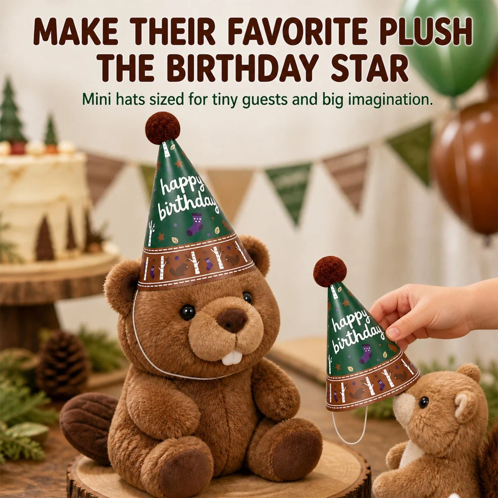 Vesil Mini Party Hats for Stuffed Animals, 12 Pre-Assembled — view 5