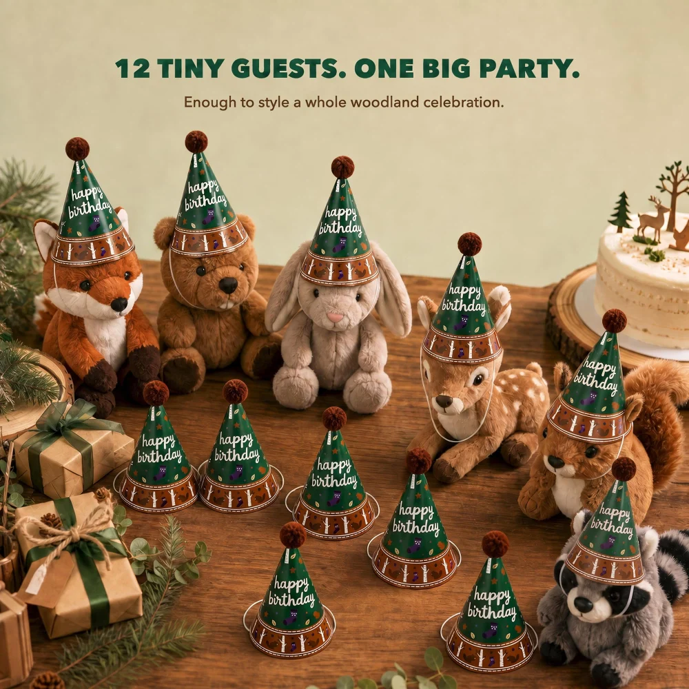 Vesil Mini Party Hats for Stuffed Animals, 12 Pre-Assembled — view 6